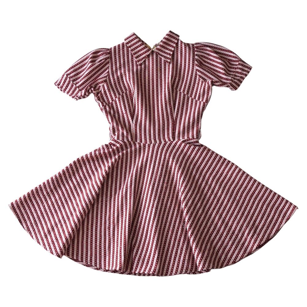 Handmade Vintage Red & White Striped Fit & Flare Swing Dress Size ML